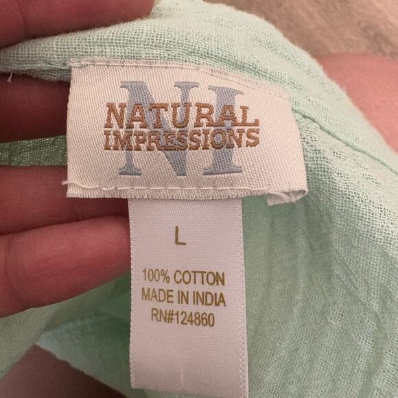 Natural Impressions Green Woman's Casual Cotton Long Sleeve Shirt Large - Picture 4 of 4